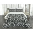 thumbnail image 3 of Ambesonne Baroque Quilted Bedspread Set 3 Pcs, Vintage Lace Style, Queen Size, Black and White, 3 of 5