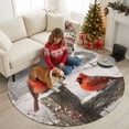 thumbnail image 2 of Round Rug 3.3Ft Washable Non-Slip, Christmas Cardinal Circle Area Rugs for Living Room Bedroom, Farmhouse Wood Barn Winter Xmas Indoor Floor Mats Carpet Runner for Home Decor, 2 of 8