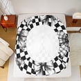 thumbnail image 5 of Homewish Chic Grey Bowknot Twin Sheet Sets for Girl, Modern Fashion Bow-tie Twin Fitted Sheet, Square Cheskered Plaid Flat Sheet, Super Cozy Room Decor, 3-Piece, 5 of 7