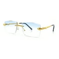 thumbnail image 4 of Serpent Snake Arm Rimless Rectangle Luxury Gangster Sunglasses Gold - Blue Yellow, 4 of 7