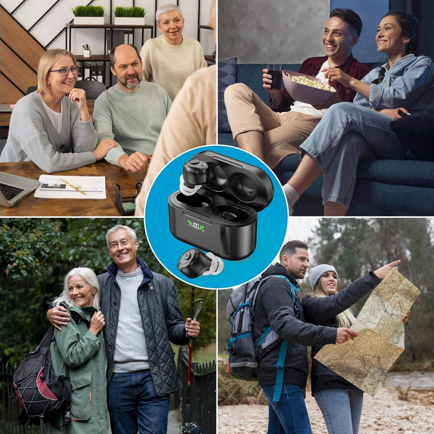 MEDca Rechargeable Personal Sound Hearing Amplifiers Pair, Bluetooth for Adults - Black