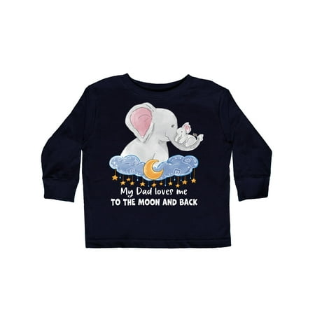 

Inktastic My Dad Loves me to the Moon and Back Elephant Family Gift Toddler Boy or Toddler Girl Long Sleeve T-Shirt