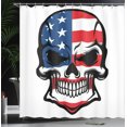 thumbnail image 3 of Ambesonne American Flag Shower Curtain, Scary Skull Art, 69"Wx84"L, Blue White Red, 3 of 4