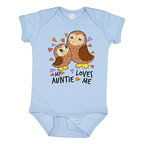 Inktastic My Auntie Loves Me- cute owl family Boys or Girls Baby Bodysuit