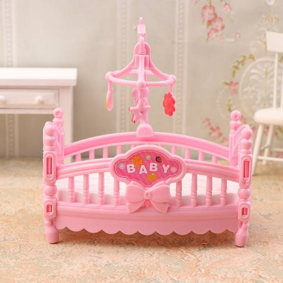 1/12 Dollhouse Simulation Mini Crib Baby Bed Model Dollhouse Bedroom Furniture Decoration Dolls House Accessories