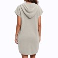 thumbnail image 7 of Kaemgyyd Bathrobe for Women Soft Comfy Short Sleeve Hooded Loungewear Knee Length Quick-Dry Sleepwear Button down Robes（Gray,One Size）, 7 of 7