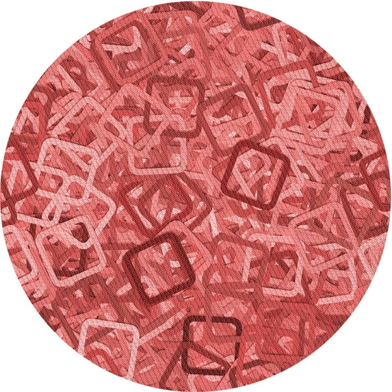 Ahgly Company Indoor Round Patterned Ferrari Red Area Rugs, 7' Round