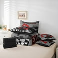 thumbnail image 6 of Manfei Cartoon Red Truck 7 Pieces Bedding Comforter Set for Kids, Construction Vehicle Full Bedding Set, Grey Checkereed Plaid Reversible Fitted Sheet Flat Sheet, Luxury Bedroom Decor, 6 of 8