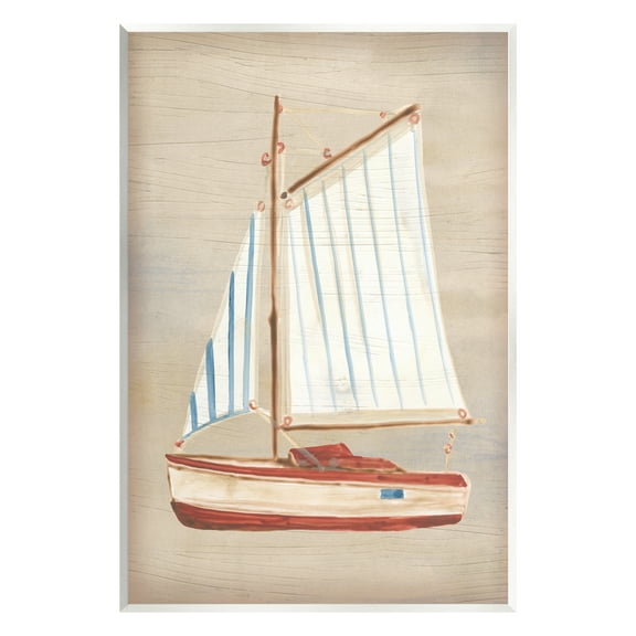 Stupell Industries Rustic Red Sailboat Transportation Painting Unframed Art Print Wall Art, 10 x 15