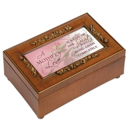 Her Cottage - Cottage Garden Mother's Love Gift of Her Spirit Woodgrain Embossed Jewelry Music Box Plays Wonderful World