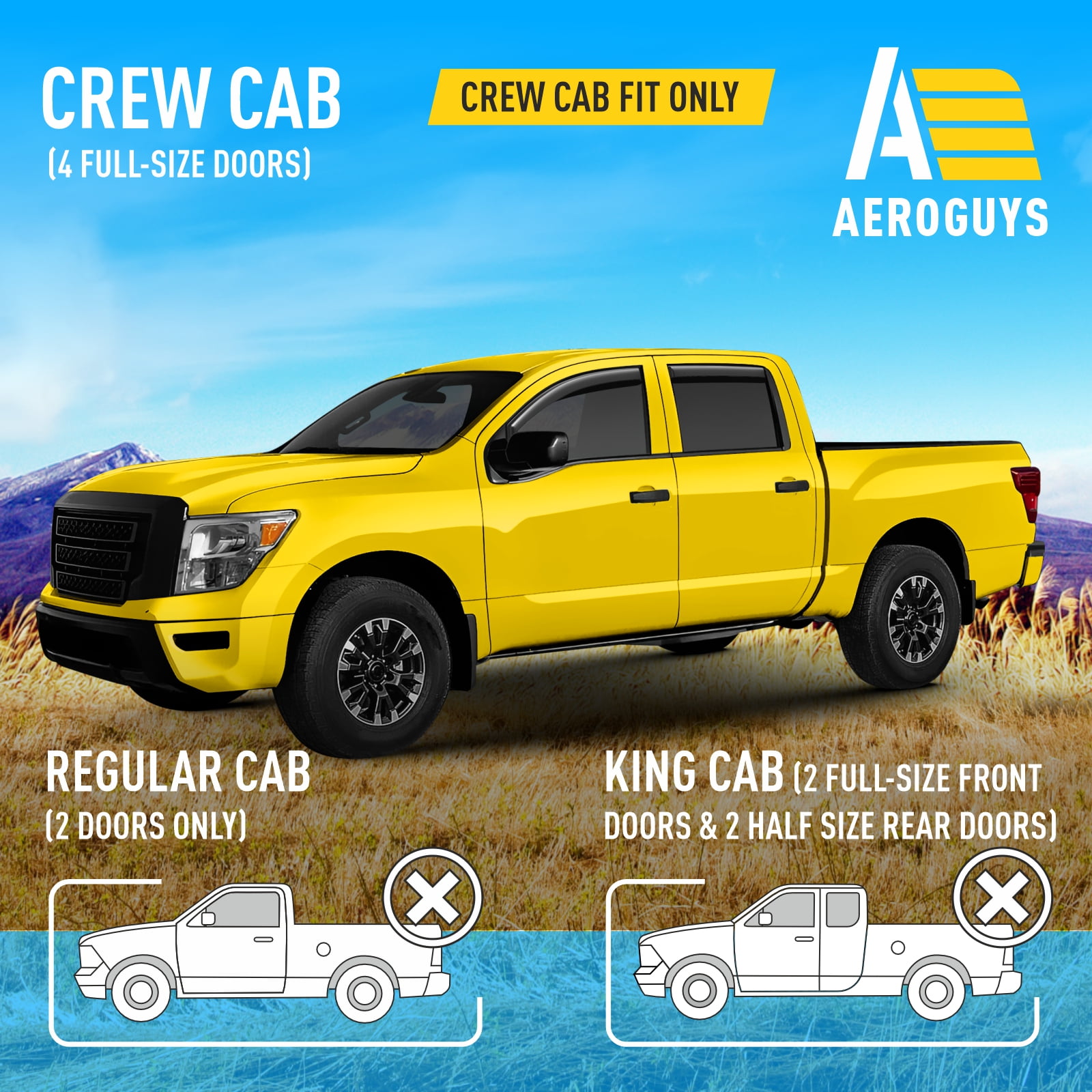 Extra Durable Window Deflectors In-Channel Window Visors Rain Guards Fit for Nissan Titan 2017-2024 Crew Cab, Sun Visors, Wind Vent Visors, vent shades, Exterior Car Accessories - 4 pcs. AG0746