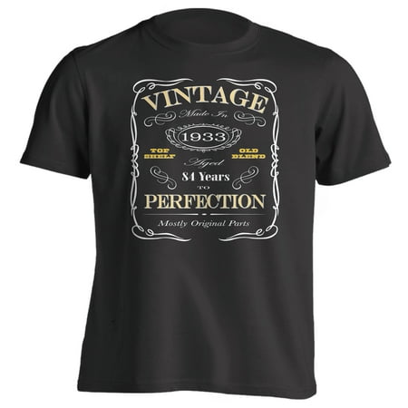 Gray Fits Years - 84th Birthday Gift T-Shirt - Born In 1933 - Vintage Aged 84 Years To Perfection - Short Sleeve - Mens - Black - Large T Shirt - (2017 Version)