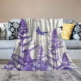 thumbnail image 2 of COMIO Super Soft Flannel Blanket (Universal 1) - Purple Flower White, 2 of 6