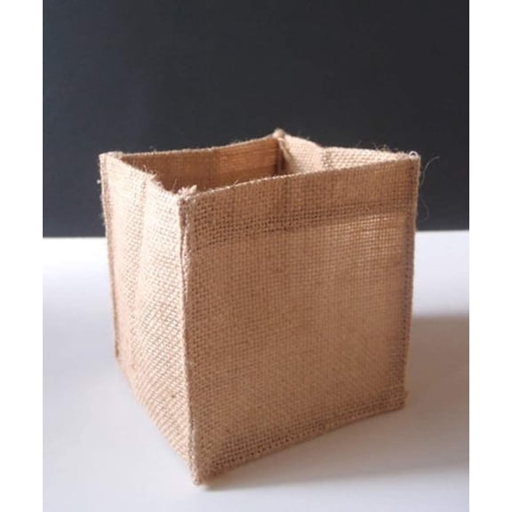 AK TRADING CO. Natural Burlap Jute Square Vase Holder (Pack of 12) - Select from 2 Sizes (6"x6"x6")