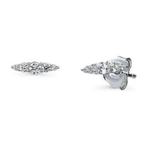 BERRICLE Sterling Silver Bar Cubic Zirconia CZ Fashion Stud Earrings for Women, Rhodium Plated