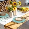 thumbnail image 4 of Turquoise Burlap Texture Round Placemats Set of 4 for Dinning Tables,Heat-proof Braided Table Mats 13 Inch,Farmhouse Vintage Aqua Washable Place Mat for Kitchen Restaurant Party Decor Table Setting, 4 of 9