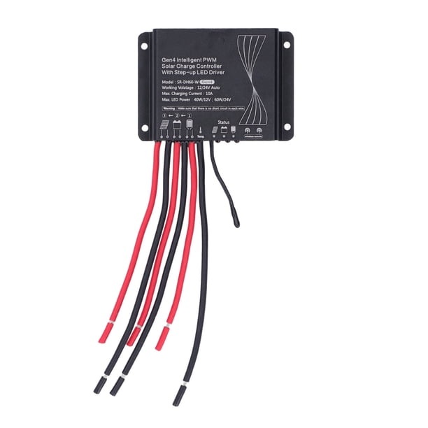 Controlador de carga solar de 12 V y 24 V, regulador de carga de batería PWM con controlador paso a paso LED.