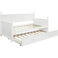 thumbnail image 4 of Rhomtree Wood Daybed Bed Frame with Trundle Twin Size Bed Frame Trundle Daybed Twin Size Standard Bed No Box Spring Required Bedroom Living Room Furniture (White with Trundle), 4 of 7