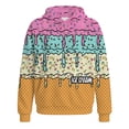 thumbnail image 2 of Boys Hoodies Ice Cream Baseball Pullover Sweatshirts Size 4-14 | Hooded with big pockets, All-over graphic print, Colorful sprinkle waffle cone, Classic pull-on, Active casual, 2 of 4