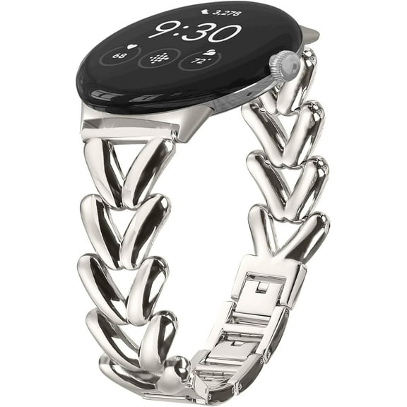 REQO Fit for Google Pixel Watch 4 41MM/3 41MM Bands for Women Men, Feminine Shiny Stainless Steel Metal Bands Replacement Bands Bracelet Straps Wristbands for Google Pixel Watch1/ 2 Smartwatch