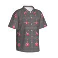 thumbnail image 2 of Pink Flamingo Practicing Yoga Hawaiian Shirts For Men, Summer Short-Sleeve Relaxed-Fit Button-Down Shirts 3x-Large, 2 of 9