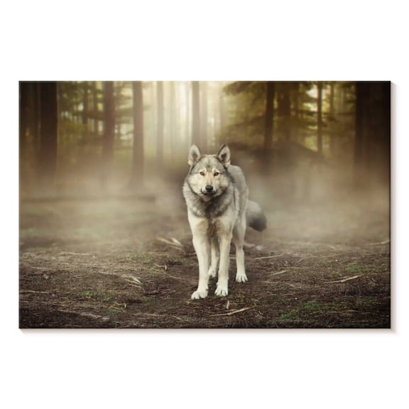 Elephant Stock Bold Wolf Wall Art - Horizontal Canvas Wall Art - Living Room Wall Decor - Animal Canvas - Brown And Gray Decor - 12" x 8"