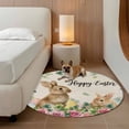 thumbnail image 3 of Easter Round Area Rug 5ft, Spring Watercolor Bunny Eggs Flower Leaf Beige Washable Non-Slip Circle Rugs for Bedroom Living Room Kitchen, Soft Low Pile Carpet for Dining Room Playroom Nursery, 3 of 9