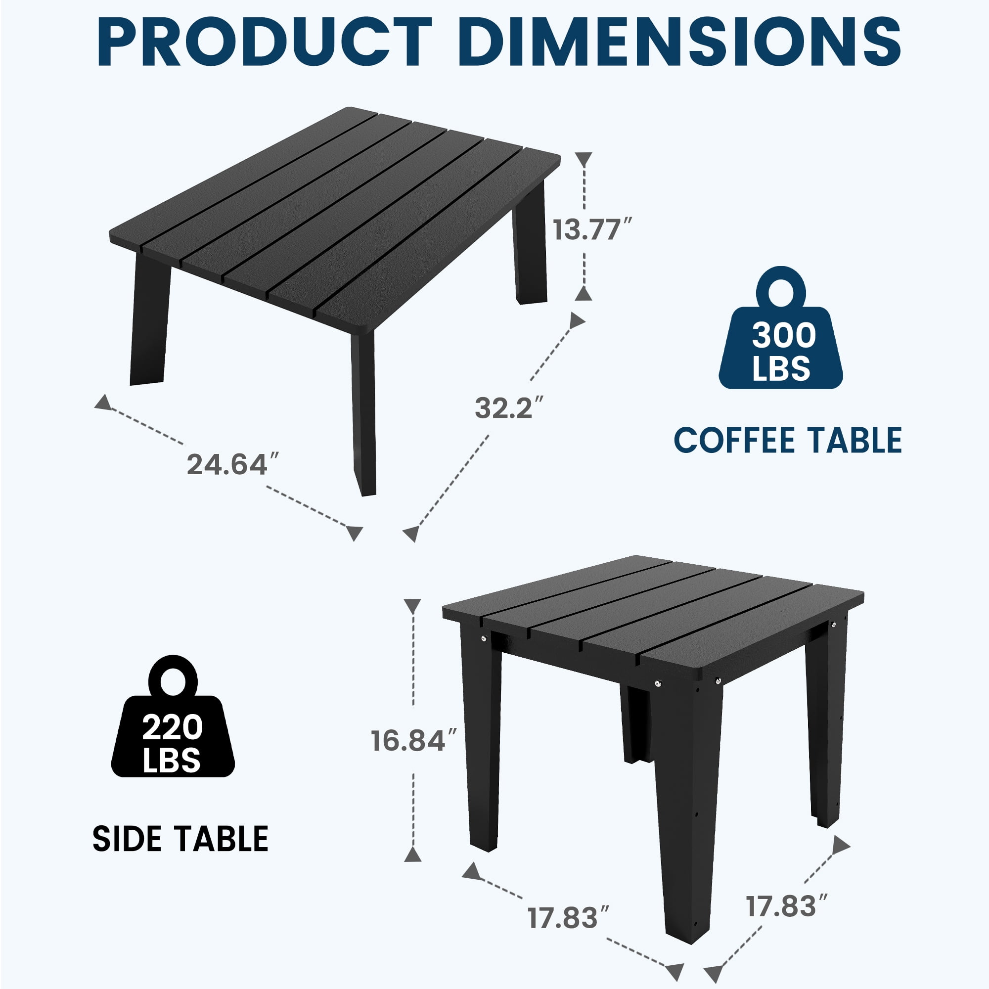 FOOWIN 7-Piece Patio Furniture Set, HDPE Outdoor Conversation Set with 5 Seating & Cushions, Perfect Patio Sofa Set for Garden, Porch, Backyard, Black Frame with Grey Cushion