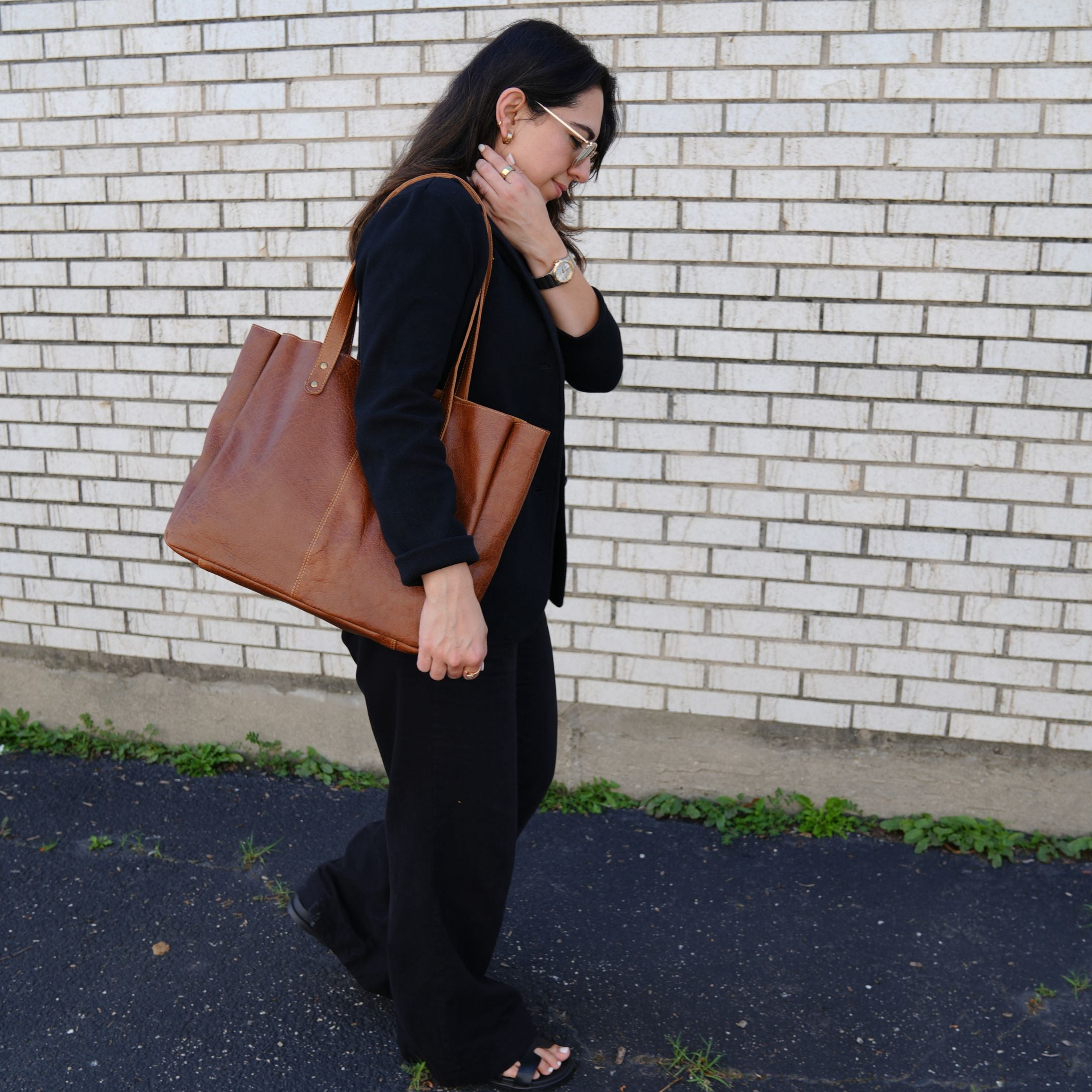 Leather Zip Tote Bag for Women Purse Satchel Travel Bag Shopping Carry Messenger Multipurpose Handbag