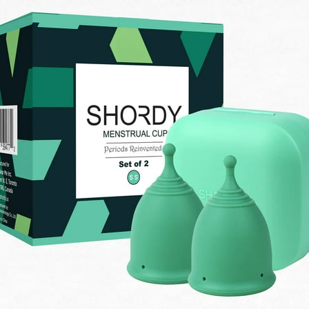 Shordy Reusable Menstrual Cup, Set of 2 with Box, First Period Cup Kit for Girls & Women, Hygienic and Safe Copa, Up to 12 Hours Comfort, Feminine Hygiene Product, Tampon Alternative (Small)