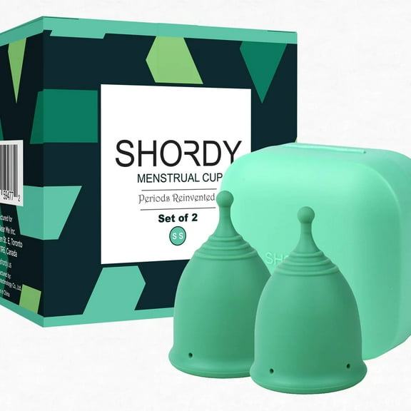 Shordy Reusable Menstrual Cup, Set of 2 with Box, First Period Cup Kit for Girls & Women, Hygienic and Safe Copa, Up to 12 Hours Comfort, Feminine Hygiene Product, Tampon Alternative (Small)