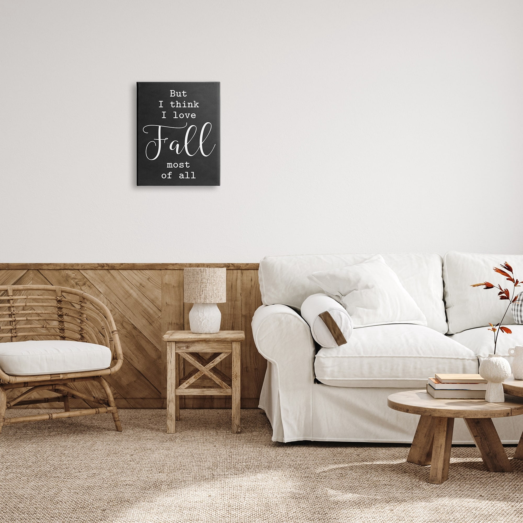 Love Fall Most Of All Seasonal Autumn Phrase Inspirational Graphic Art Gallery-Wrapped Canvas Print Wall Art