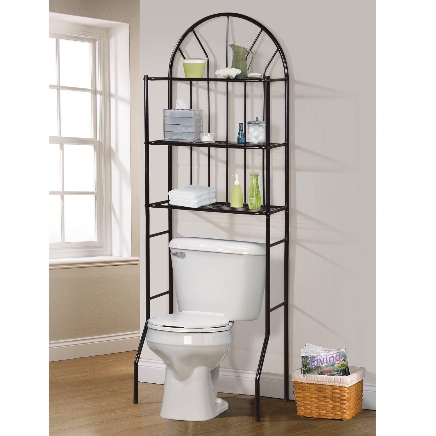 Home Source 3 Shelf Bathroom Rack in Black