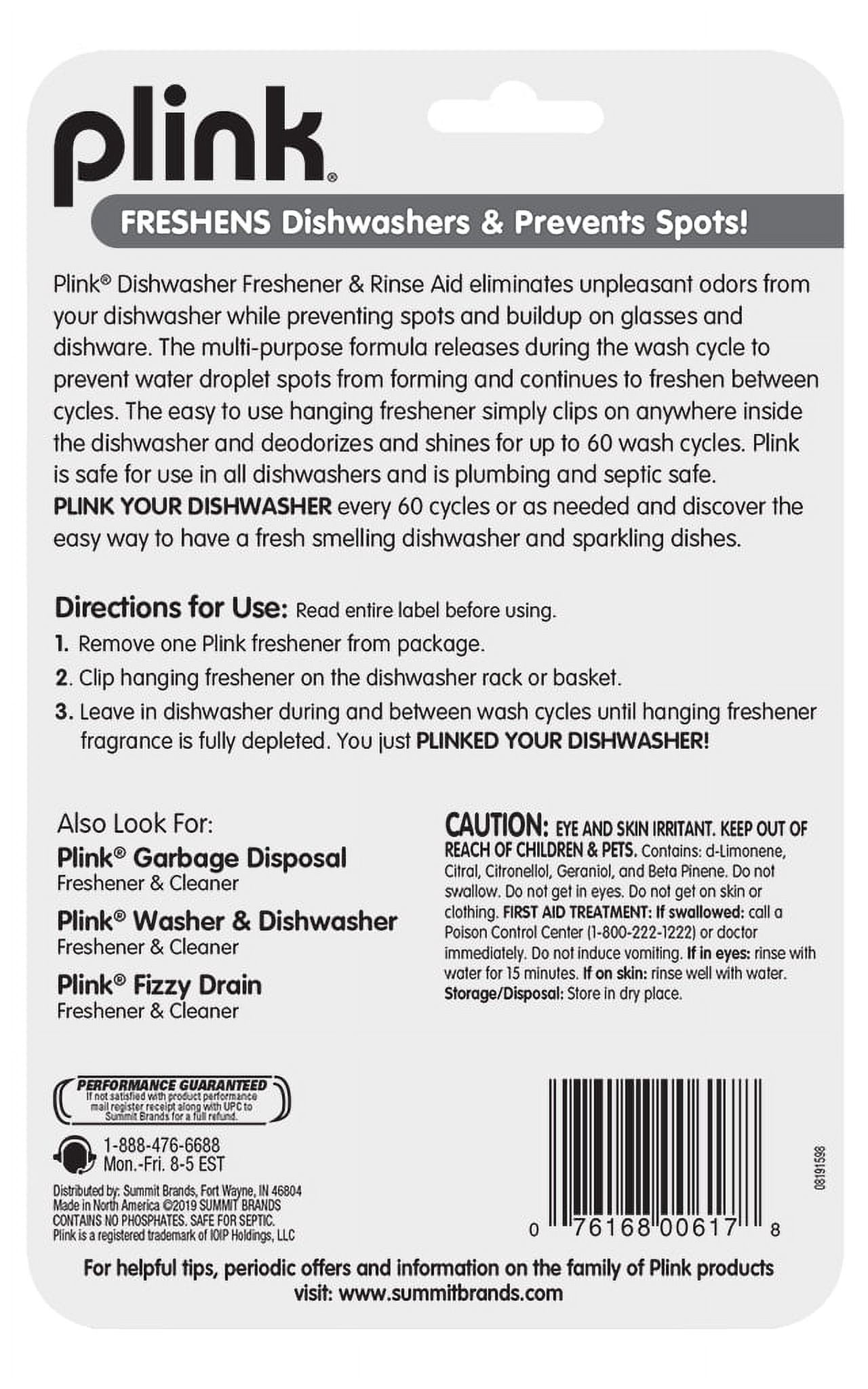 Plink Dishwasher Freshener & Rinse Aid, 12 Fresheners