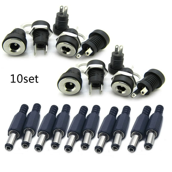 10 Pairs 5.5mmx2.1mm Male & Female DIY for DC Barrel Jack Plug Socket Replacemen