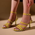 thumbnail image 6 of SZJXBUY Active Sandals Women Summer Casual Open Toe Strappy High Heels Slingback Stiletto Heel Sandals Elegant Party Dress Shoes Yellow,41, 6 of 9