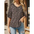 thumbnail image 6 of Weardear Women's Dressy Casual V Neck T Shirts Loose Summer 3/4 Sleeve Puff Tops Ruffle Tunic Blouses, 6 of 6