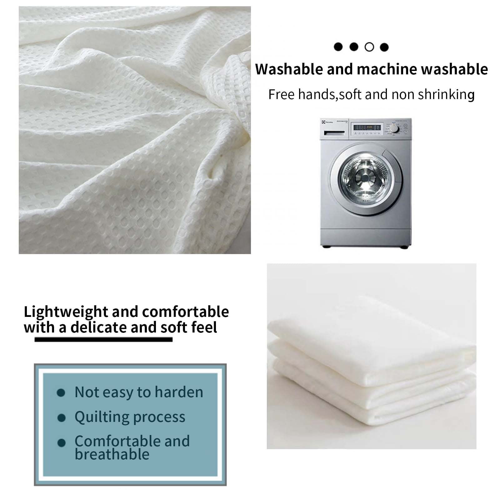 Loyerfyivos Cotton Blankets Queen Size for Bed - Waffle Weave Blankets for Summer, Lightweight and Breathable Soft Woven Blankets for Spring, White, 43.31x51.18in (White)