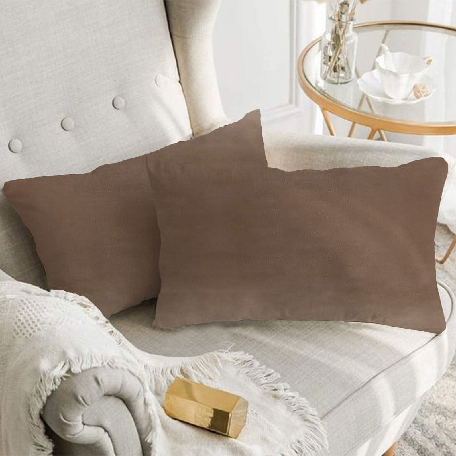 A1HC 12x20 Inch Rectangular Decorative Velvet Throw Pillow Covers, Set of 2, Brown Derby – Soft, Luxurious Cushion Covers for Sofa, Bed & Home Decor
