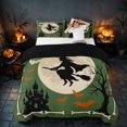 thumbnail image 3 of Homewish Halloween Witch Duvet Cover Queen, Vintage Castle Queen Bedding, Olive Green, Black Reversible 3 Pieces, 1 Duvet Cover and 2 Pillowcases, 3 of 7