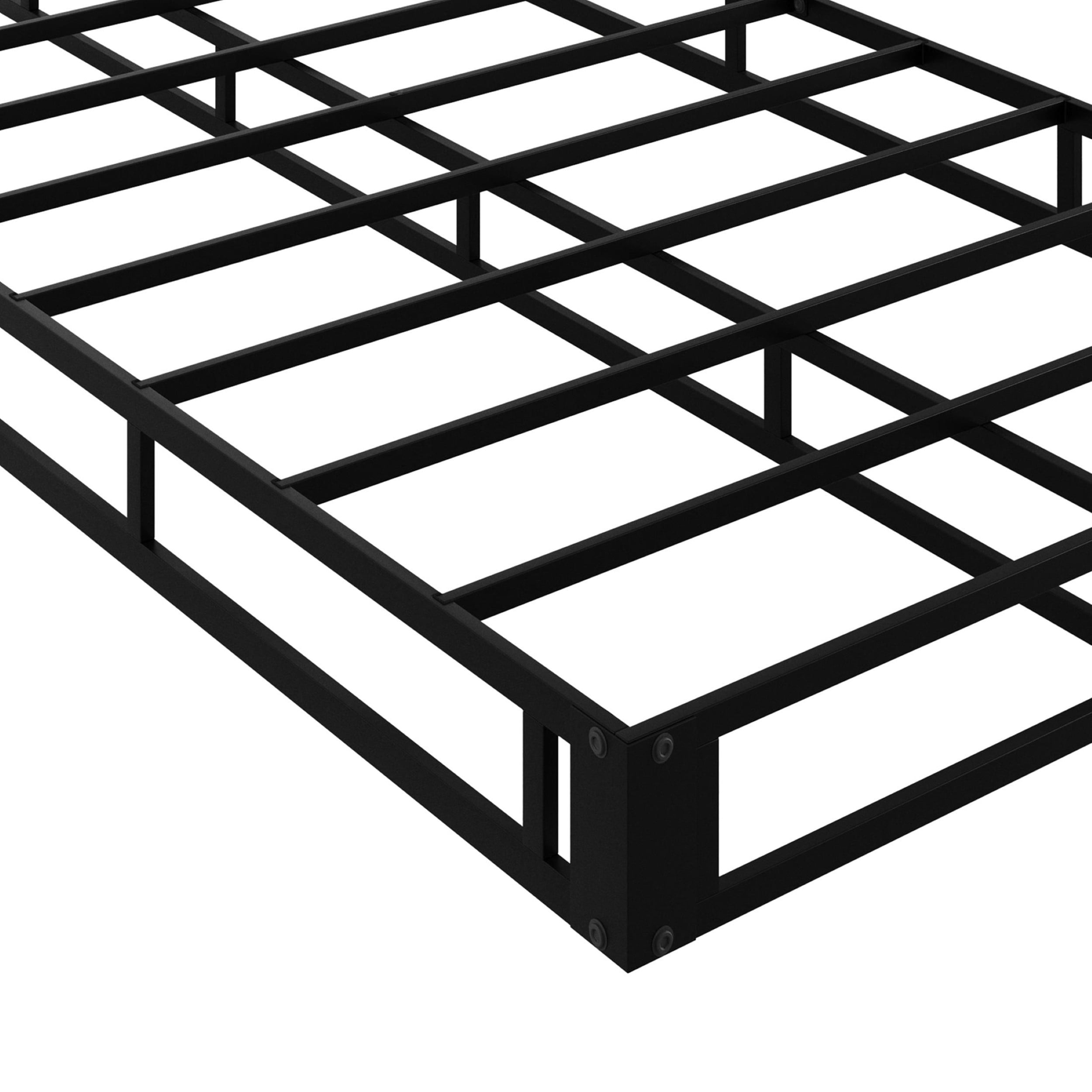 Home Design Walpi Full 5" Metal Box Spring Bed Foundation, Heavy-Duty Steel Support, Warm Gray/Black