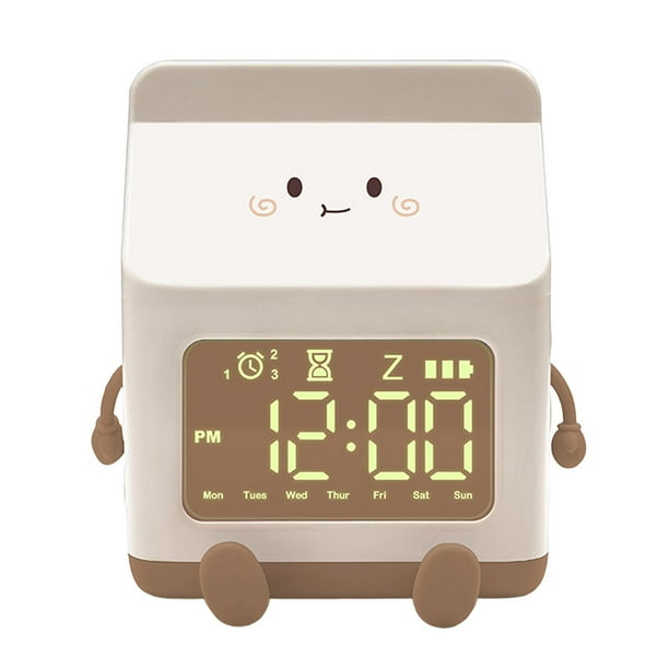 Despertador para dormitorio, reloj de cabecera, juego de 3 alarmas, temporizador de de dibujos animados silencioso, reloj de , MARRÓN Marrón Sunnimix Despertadores digitales