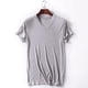 thumbnail image 4 of Ceisia Men's Solid V-Neck Short Sleeve Pajama Top Soft Comfortable Sleep Loungewear Gray XXXXL Gifts, 4 of 4