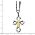 thumbnail image 3 of Collier en Acier Inoxydable Jaune Croix Plaquée Ip Brossé/poli 22 Po, 3 of 3