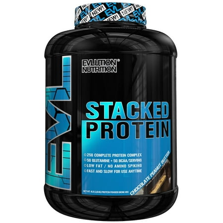 Evlution Nutrition Stacked Protein Powder, Chocolate Peanut Butter, 4 Lb