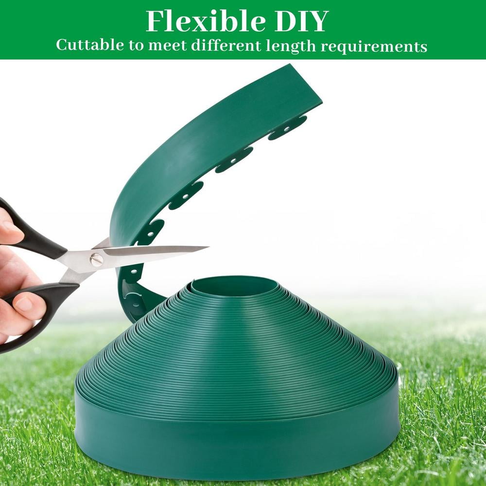 （4 Inch Tall Lawn Edging No Dig）150/200ft Landscape Edging,Garden Edging Border,Lawn Edging and Landscape Border No Dig Flower Bed Border Plastic Garden Edging Border Rubber Landscape Edging