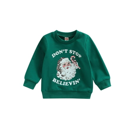 

Peyakidsaa Toddler Kids Baby Christmas Sweatshirt Long Sleeve Santa Pullover Shirts Tops