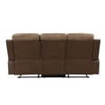 thumbnail image 6 of Emma 84 Inch Double Manual Recliner Sofa- Soft Brown Microfiber- Solid Wood, 6 of 6