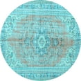 thumbnail image 1 of Ahgly Company Indoor Round Persian Light Blue Traditional Area Rugs, 8' Round, 1 of 4