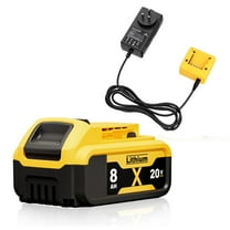 DINOSOO  8.0Ah Replacement Battery and Charger for Dewalt 20V Max Batteries DCB200 DCB205-2 DCB206 DCB204 DCB203 DCB208 Compatible with Dewalt 20V Cordless Power Tools